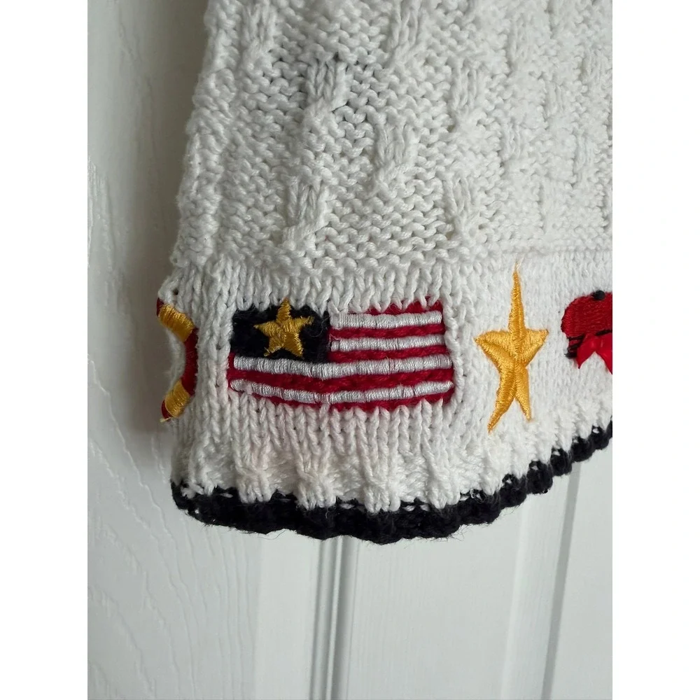 Marisa Christina Petite Nautical Hand Knit Sweater‎ Vest White Ramie Cotton Vtg